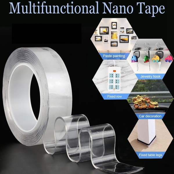 1/3 / 5M Multifunctional Double-sided Adhesive Nano Tape Non-marking Indoor and Outdoor Gel Grab Sticker