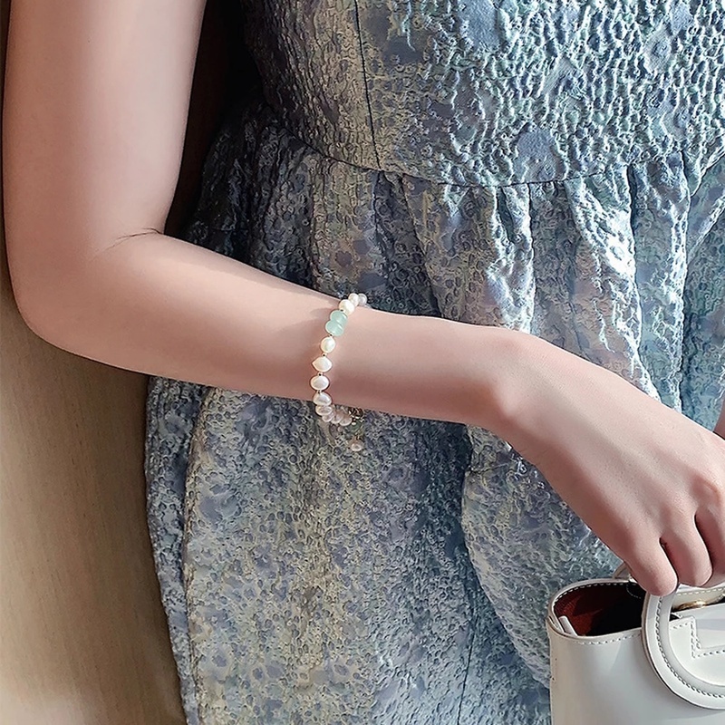 Vòng Tay May Mắn Đính Ngọc Trai Nhân Tạo Thời Trang Dành Cho Nữ