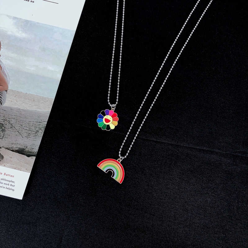 Women's rainbow flower necklace ins fashion accessories