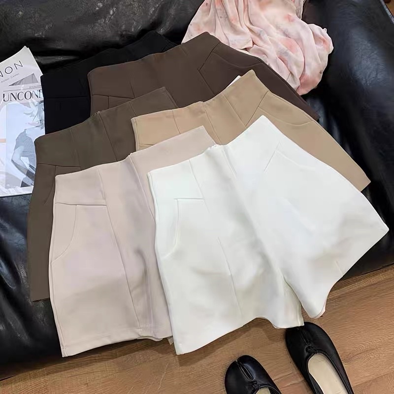 Quần short cạp khóa nổi KH508, quần đùi vải cạp cao khóa giữa phong cách ulzzang cho nữ