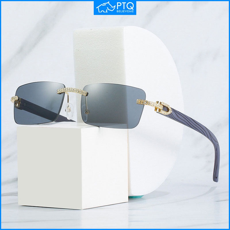 Kính Mát Gọng Vuông Đính Đá Chất Lượng Cao Phong Cách Âu Mỹ Thời Trang