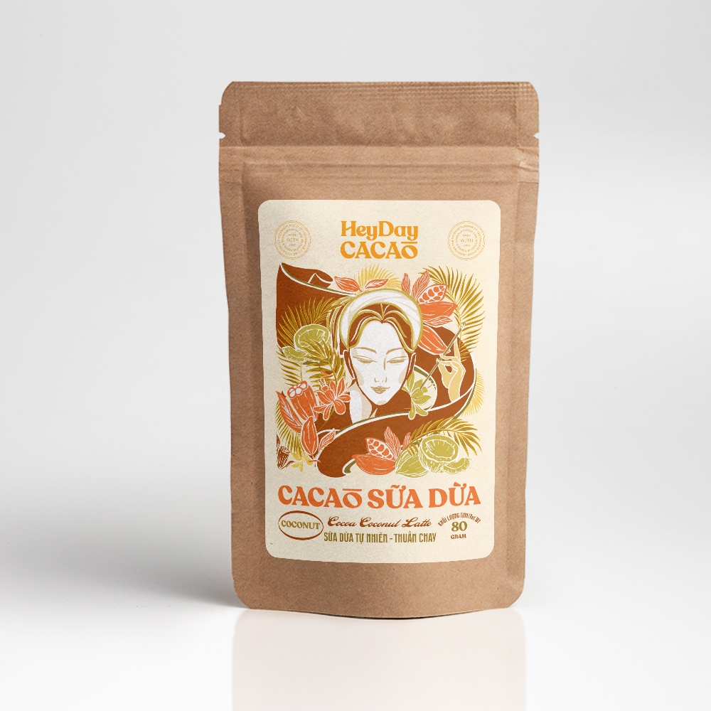 Bộ sản phẩm cacao "Thật" - Natural 50g, Classic 80g, Bold 80g, Sữa dừa 80g - Heyday cacao