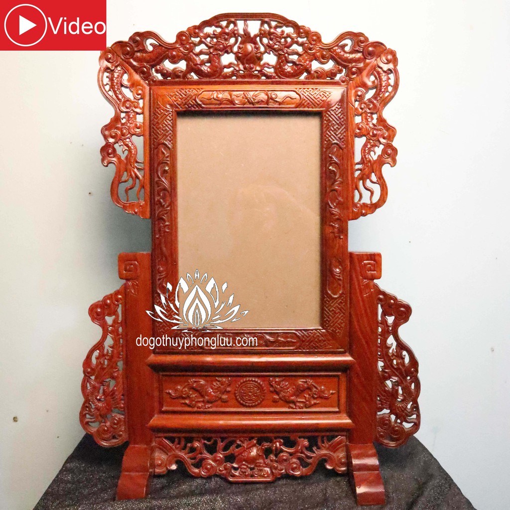 Khung ảnh thờ tứ linh,Khung hình thờ long ly quy phụng gỗ hương cỡ ảnh 21x31 và 25x35