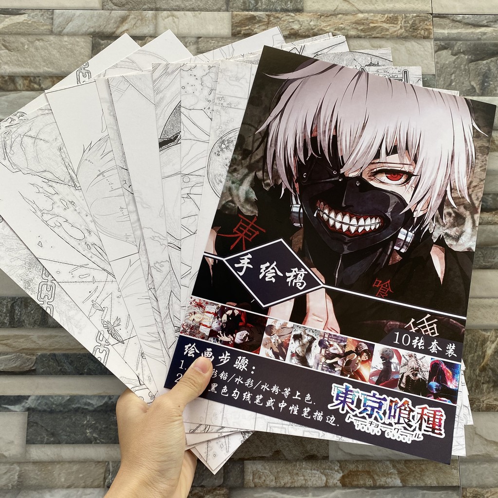 Tranh tô màu anime vết cắn ngọt ngào tokyo ghoul ngôi sao thời trang jibaku hanako ma đạo tổ sư naruto kimetsu no yaiba