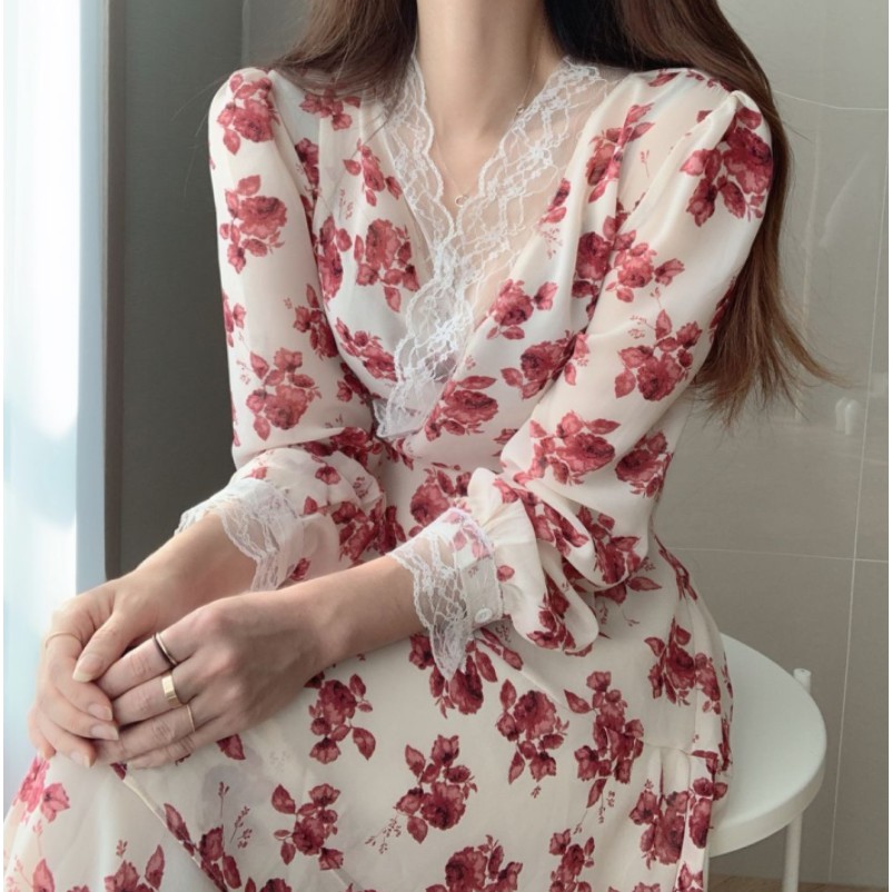 Đầm Hoa Phối Ren