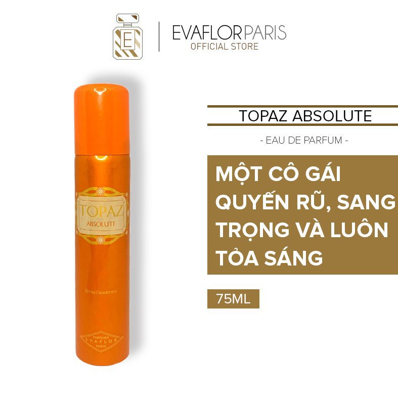 Xịt thơm body Evaflor Topaz Absolute 75ml hương thơm dài lâu