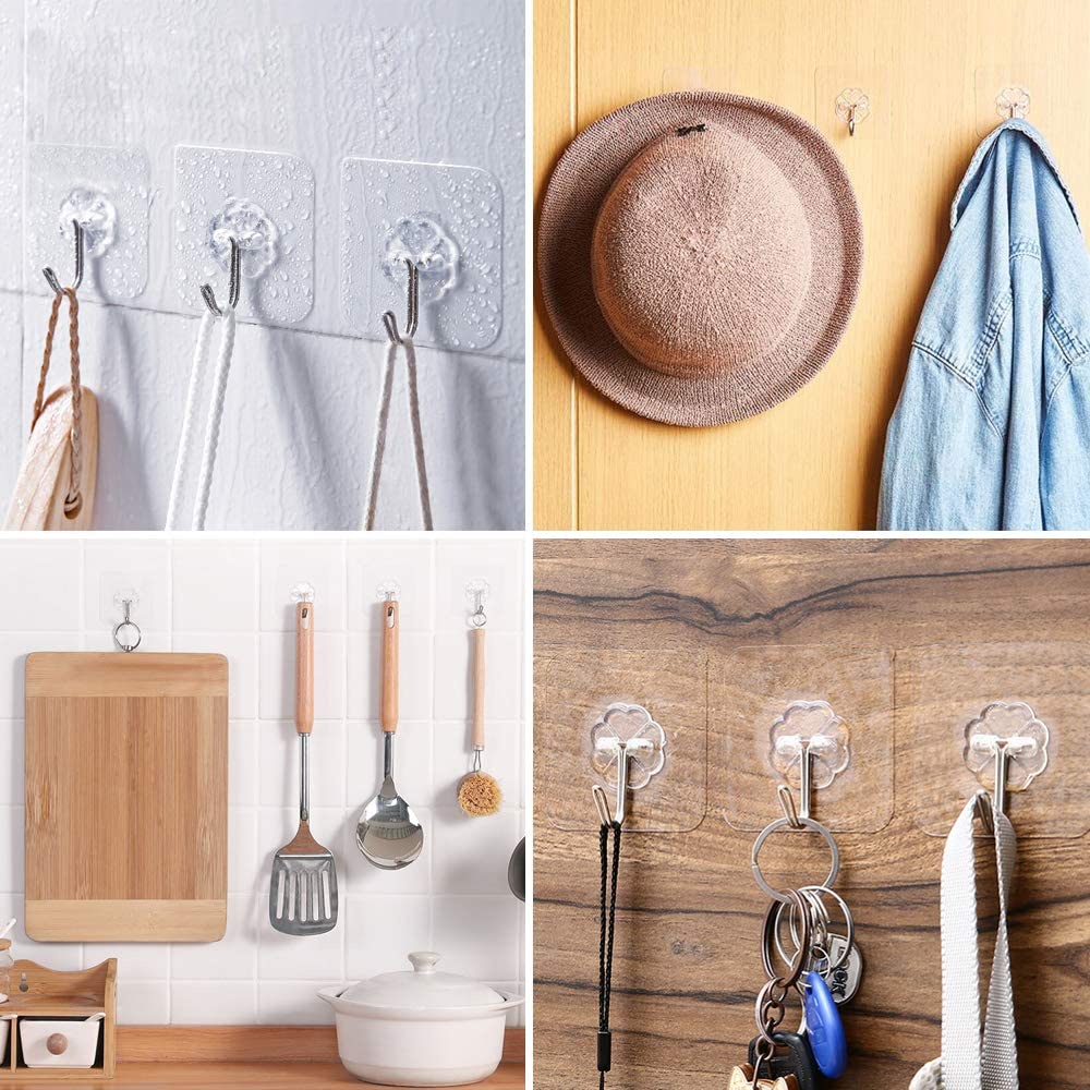 Set 5 móc dán treo tường để cây lau nhà khăn lau đồ dùng nhà bếp phòng tắm