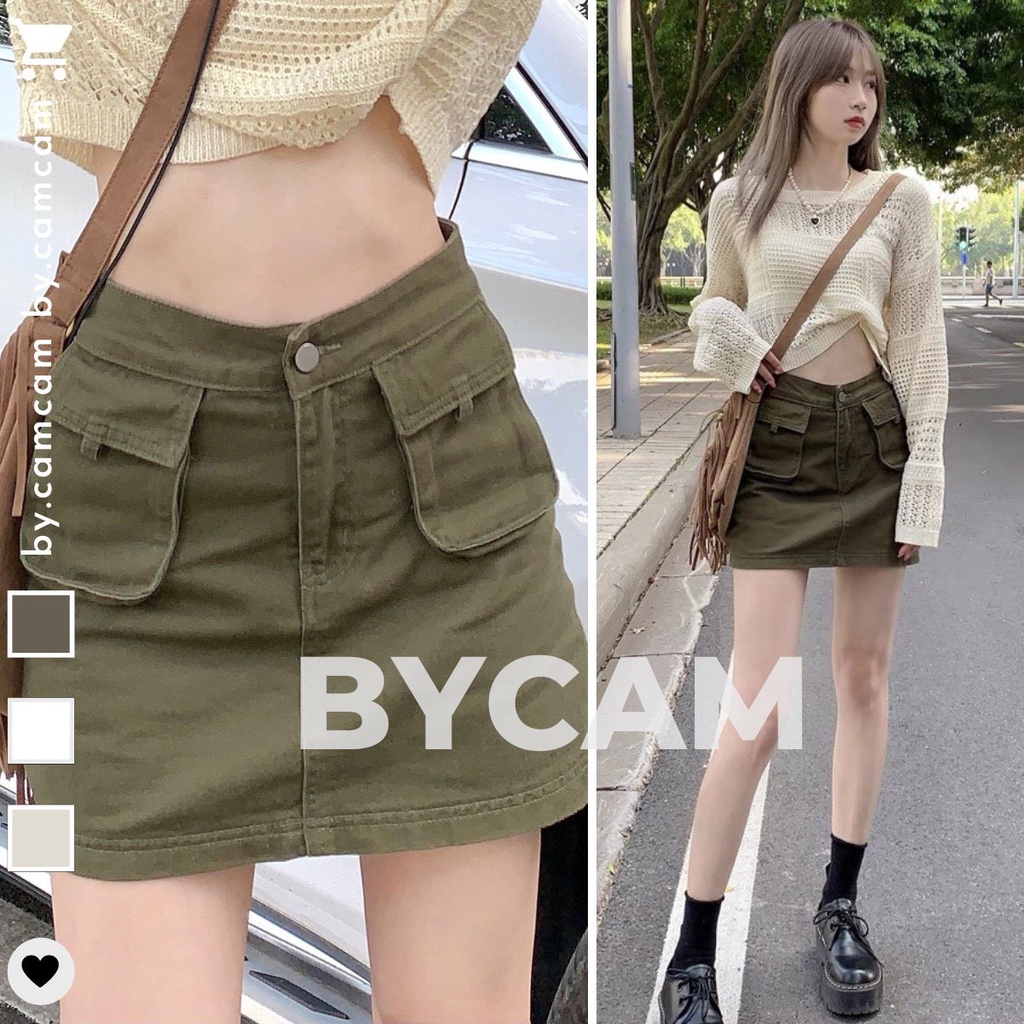 CHÂN VÁY Jean Túi Hộp Hot Trend Phong Cách Retro Mỹ 2022 𝘽𝙮.𝘾𝙖𝙢𝙘𝙖𝙢