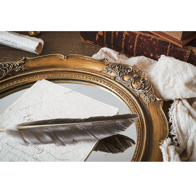 Gương vintage bầu dục vàng đồng kiểu dáng cổ điển sang trọng
