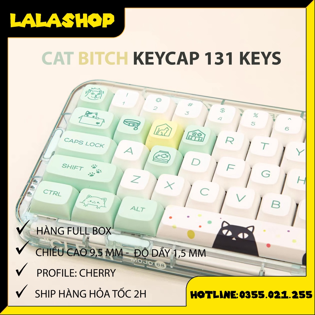 Bộ Nút Cho Bàn Phím Bằng Nhựa PBT XDA CAT BITCH 131 PHÍM
