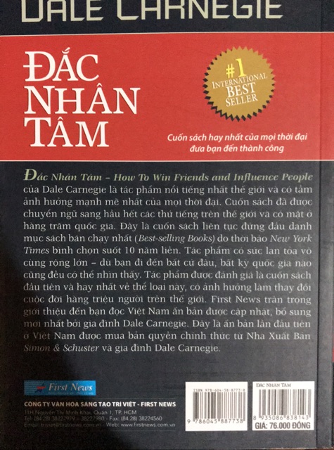 Sách - Đắc Nhân Tâm( khổ lớn) Tặng Bookmark Danh Ngôn