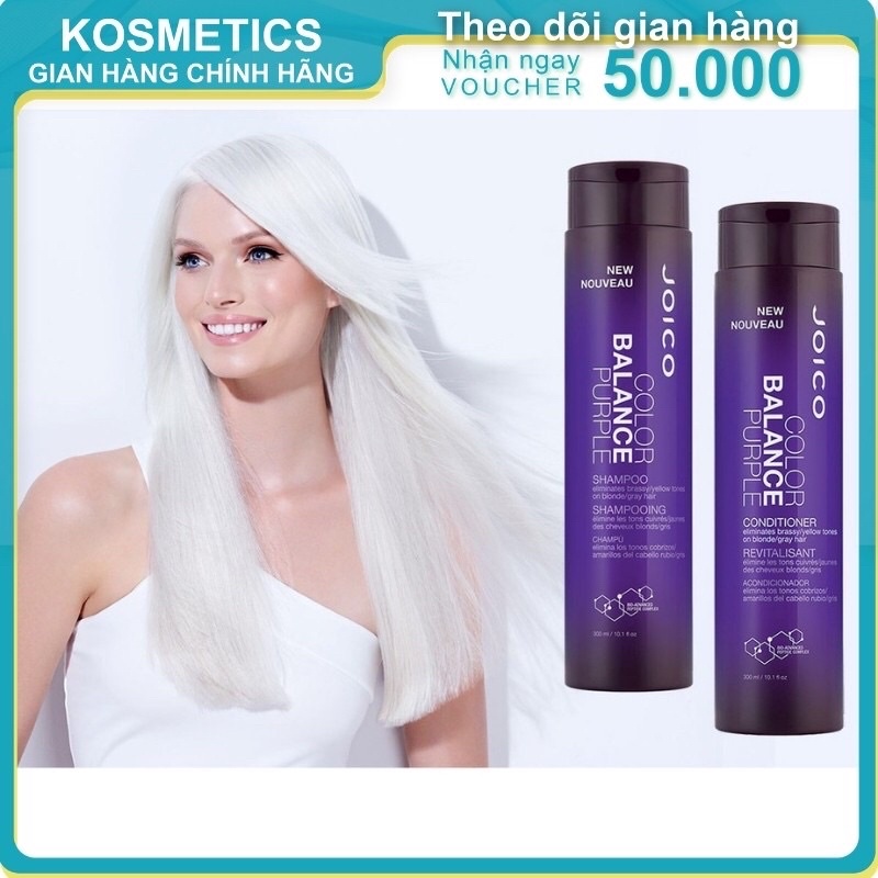 BỘ DẦU GỘI XẢ TÍM JOICO PURPLE BALANCE COLOR KHỬ ÁNH VÀNG USA 300ML