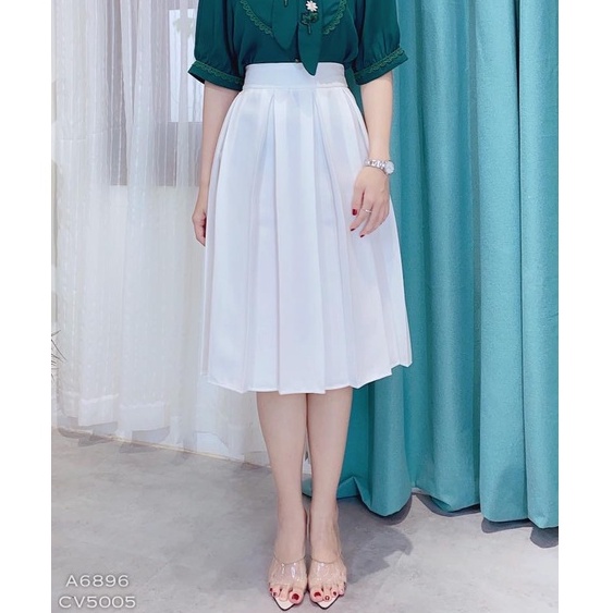 Chân váy xếp ly dài dáng xòe midi qua gối CHUU CV5005