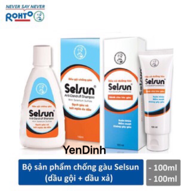 Combo Dầu Gội Chống Gàu Selsun (100ml) + Dầu Xả Dưỡng Tóc Selsun (100ml)