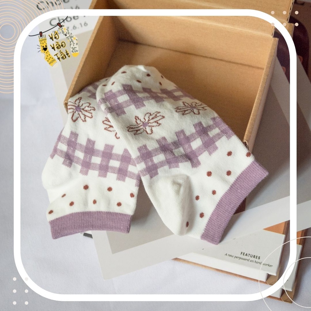 TẤT VỚ NỮ CỔ NGẮN TÍM NHẠT TOKTOK