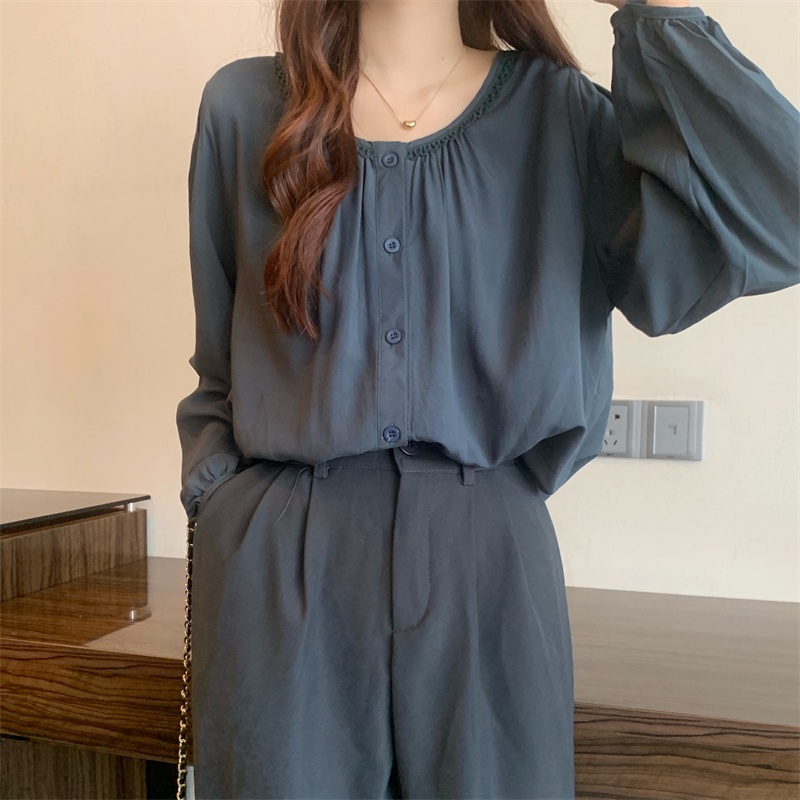 SUXI Áo Sơ Mi Nữ Tay Dài Màu Sắc Ngọt Ngào Dễ Phối Đồ