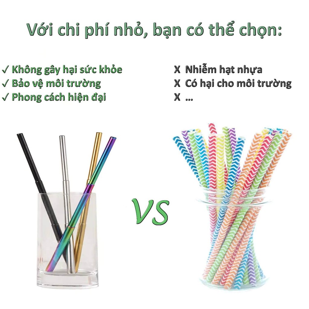 Ống hút vỏ màu ĐỎ tươi trẻ, năng động, Inox 304, kéo dài, thu gọn vừa các loại cốc, nhỏ bỏ túi - Shop Tiện Ích Vượt Trội