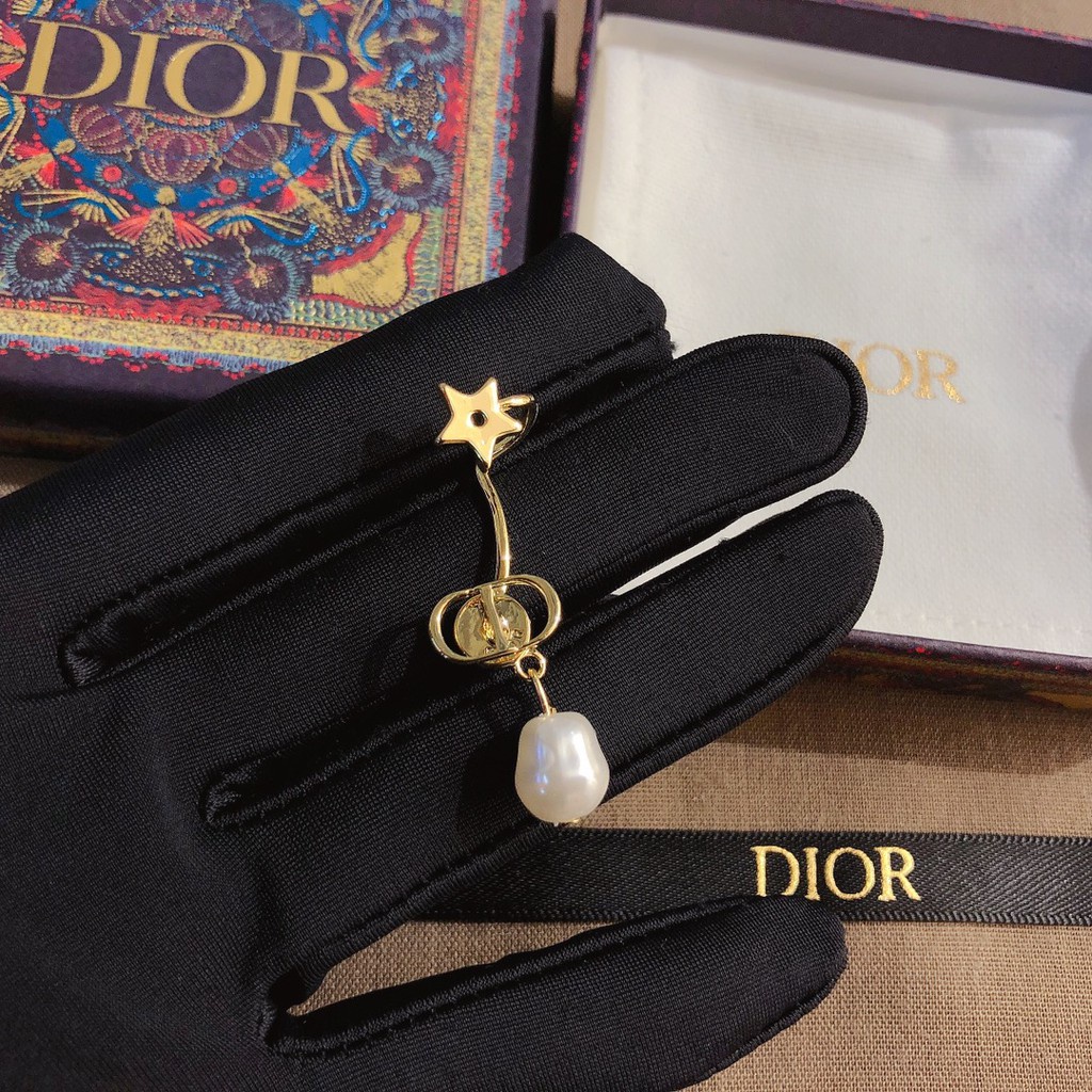 Dior Bông Tai Hình Ngôi Sao Đính Ngọc Trai Thời Trang Cho Nữ