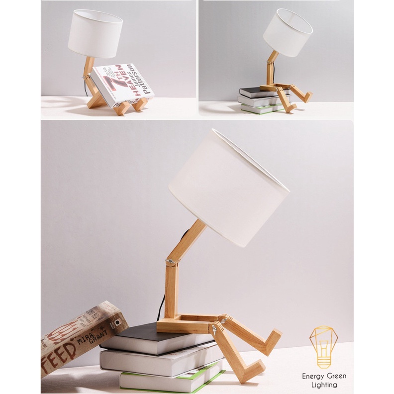 Đèn Ngủ Để Bàn Energy Green Lighting  8031 - Các Khớp Nối Gỗ Điều Chỉnh - Thiết Kế Độc Đáo, Mới Lạ - Tặng Kèm Bóng Led