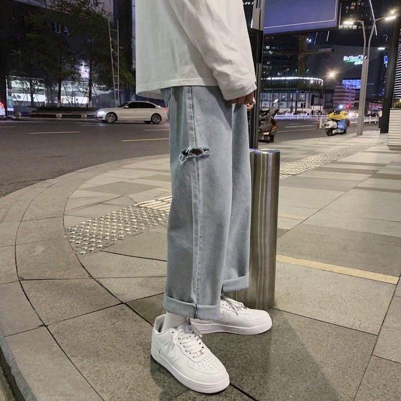 Quần jean nam rách gối ống rộng chất dày TẶNG VỚ 0Đ, quần bò jean ống rộng, quần baggy jean FFStore | BigBuy360 - bigbuy360.vn