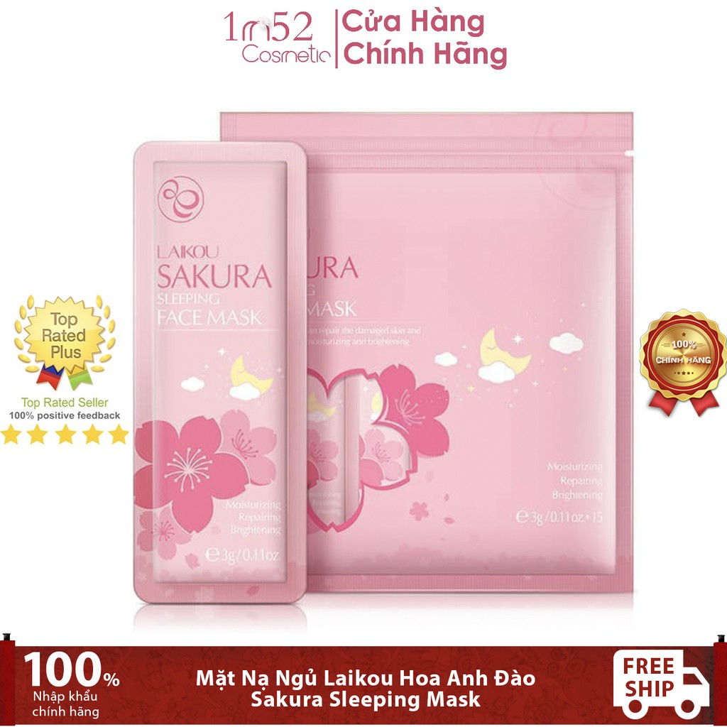 Mặt Nạ Ngủ Laikou Hoa Anh Đào Dưỡng Ẩm Phục Hồi Sáng Da Sakura Sleeping Mask (Lẻ 1Miếng)