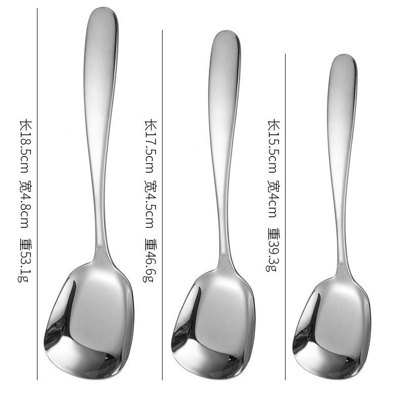 Muỗng cà phê đầu vuông bằng thép không gỉ 304
