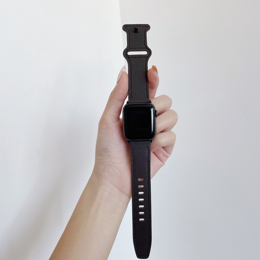 Dây Đeo Bằng Da Có Khóa Kim Loại Nhập Khẩu Cho iwatch series 8 7 6 5 4 SE 3 2 1 45mm 41mm 40mm 44mm 42mm 38mm