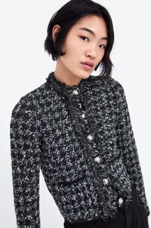 Áo khoác len chất tweed đan zara