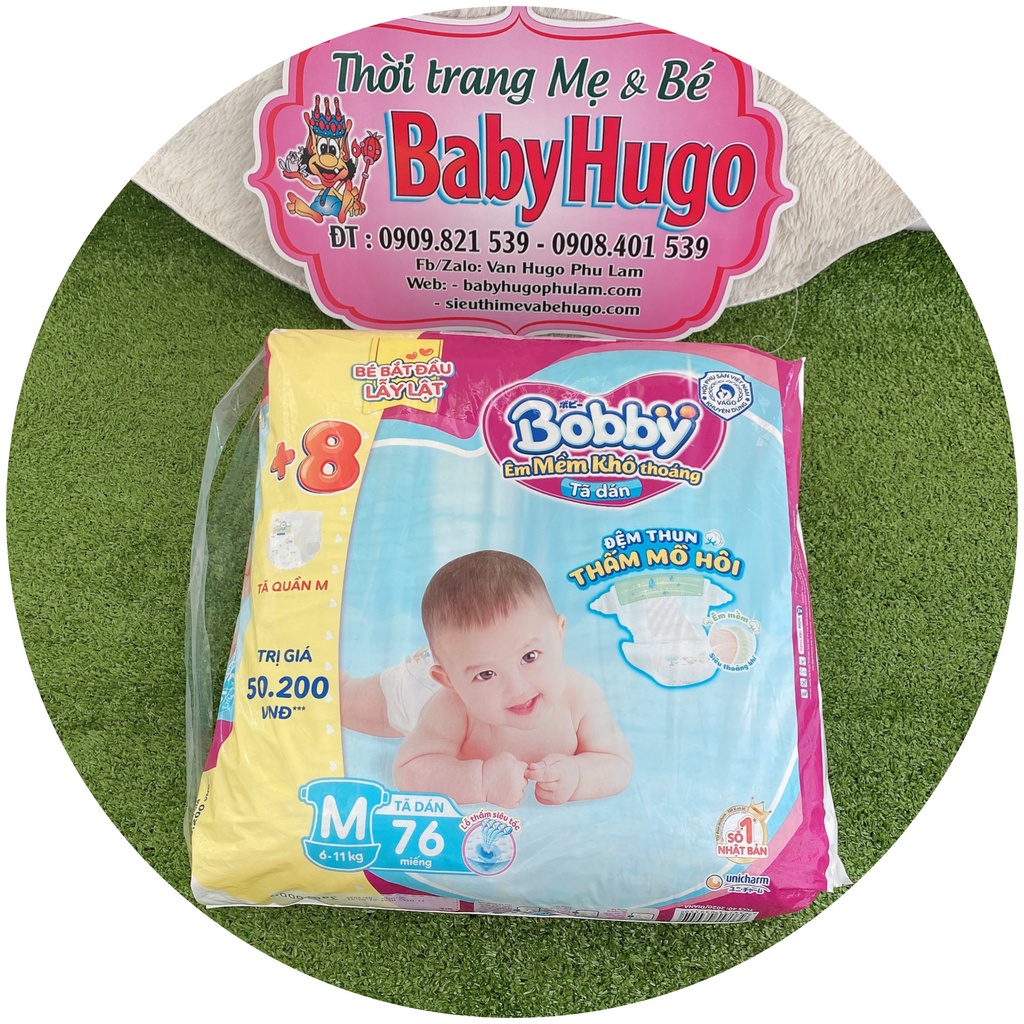 [Tặng 8 miếng] TÃ DÁN BOBBY SIÊU THOÁNG SIZE M 76 MIẾNG (6- 10kg)