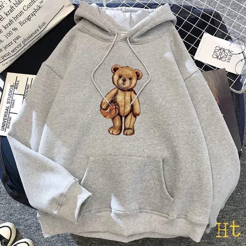 Áo hoodie gấu cầm bóng HT11