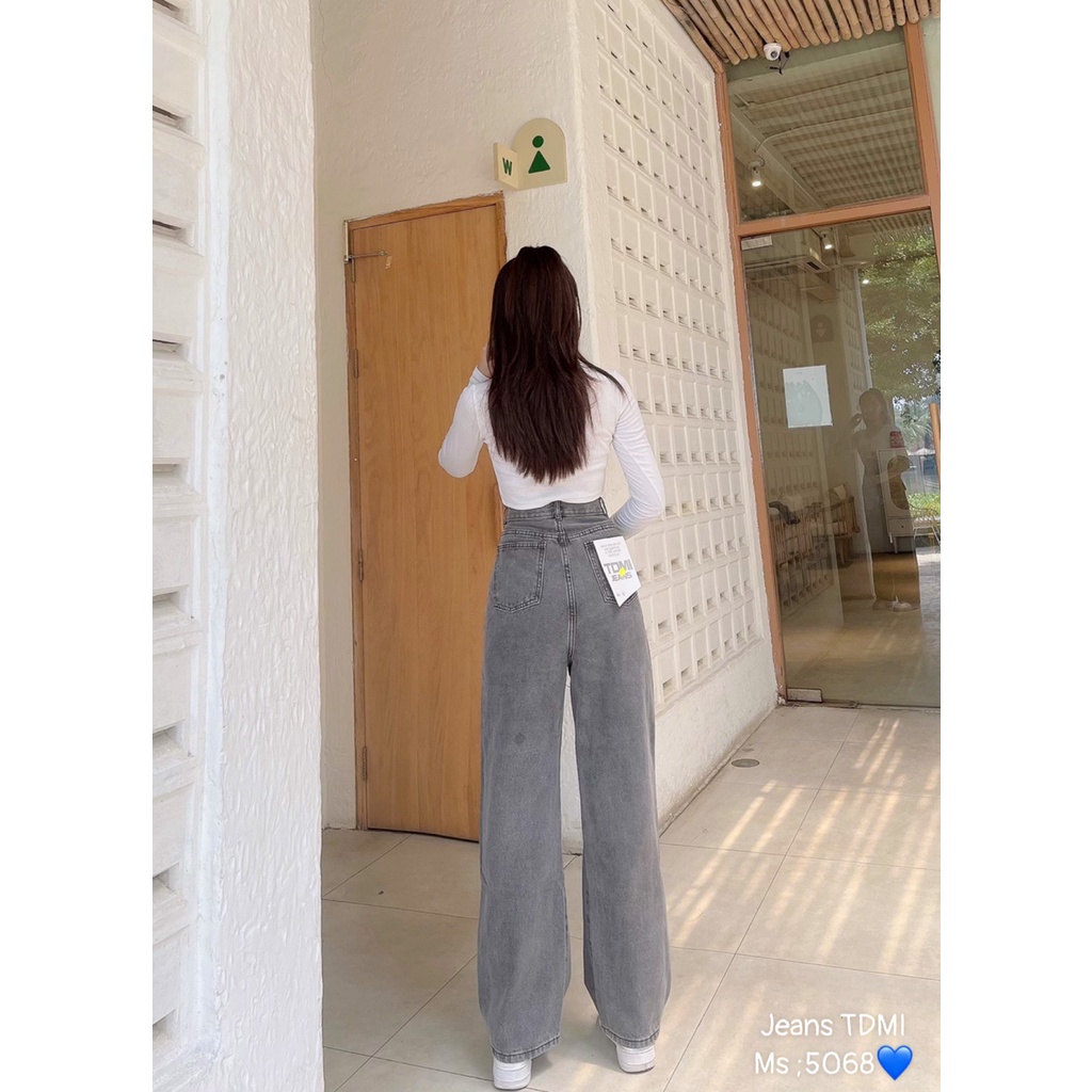 [ VEN ĐÔ ] QUẦN JEANS ỐNG RỘNG NỮ LƯNG CAO RÁCH GỐI PHẢI MÀU XANH NHẠT CAO CẤP NITI SIÊU THỜI TRANG NGẤT NGÂY