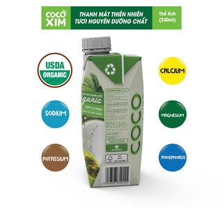 Nước dừa Cocoxim Organic 330ml combo 3 hộp