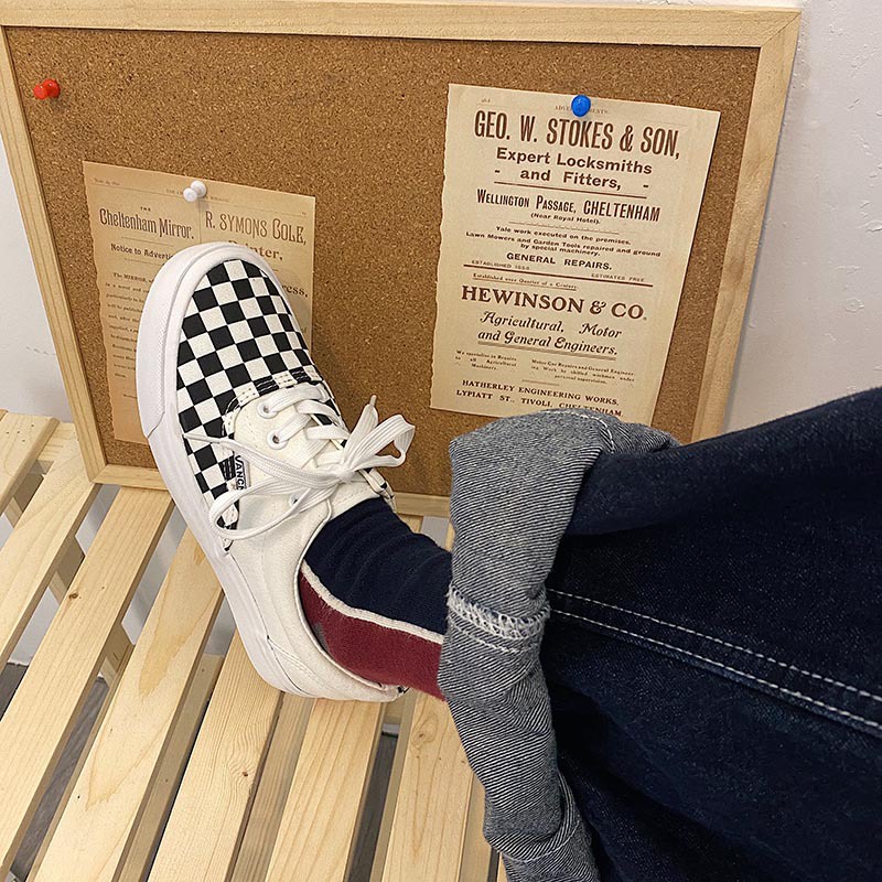 Giày vải nữ họa tiết caro chất liệu mềm đế cao su êm chân, phong cách trẻ trung năng động - Mã SP: GD68