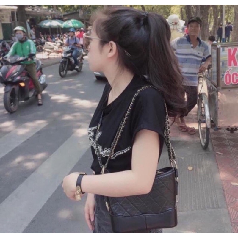 Túi xách nữ đeo bụng, 4 dây đeo chéo đeo vai da vân siêu sang chảnh