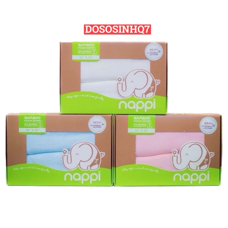 Khăn sợi tre đa năng Nappi 77x77cm - Hộp 2 khăn