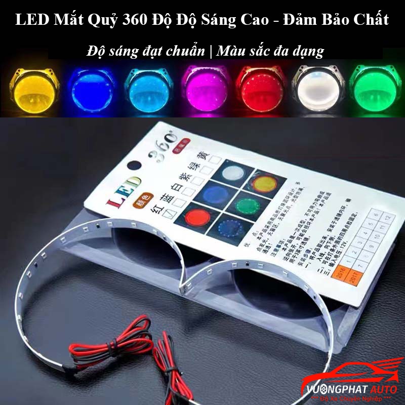 Vòng Led Mắt Quỷ Lắp Bi Cầu Led, Độ Đèn Led Mắt Quỷ Nhiều Màu Cho Ô Tô Xe Máy - Vượng Phát Auto Cam Kết Chính Hãng