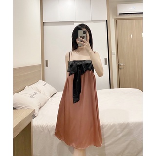 Váy lụa 2 dây ngực nơ