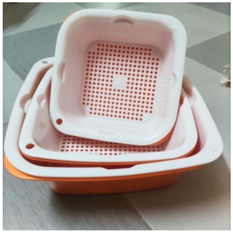 Bộ rổ nhựa kèm thau ECCO 6 món đựng thực phẩm rau quả đa năng - Set rỗ nhựa cao cấp 6 món 3 kích thước