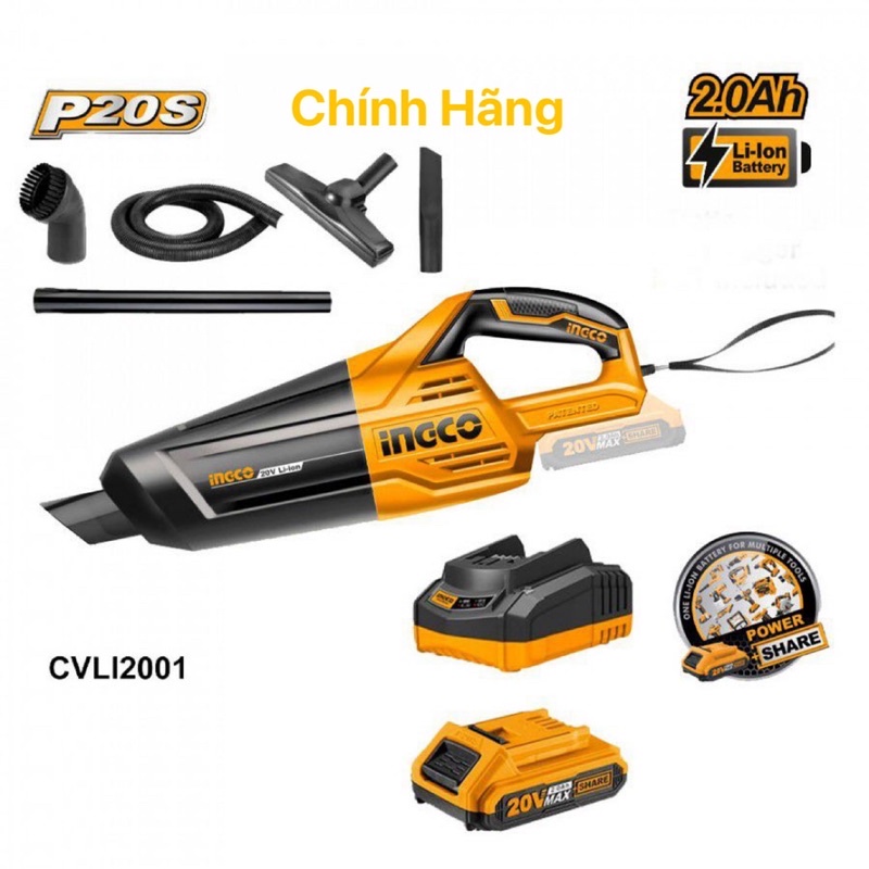 INGCO Máy hút bụi 0.7L dùng pin 20V CVLI2001 (Cam kết Chính Hãng 100%)