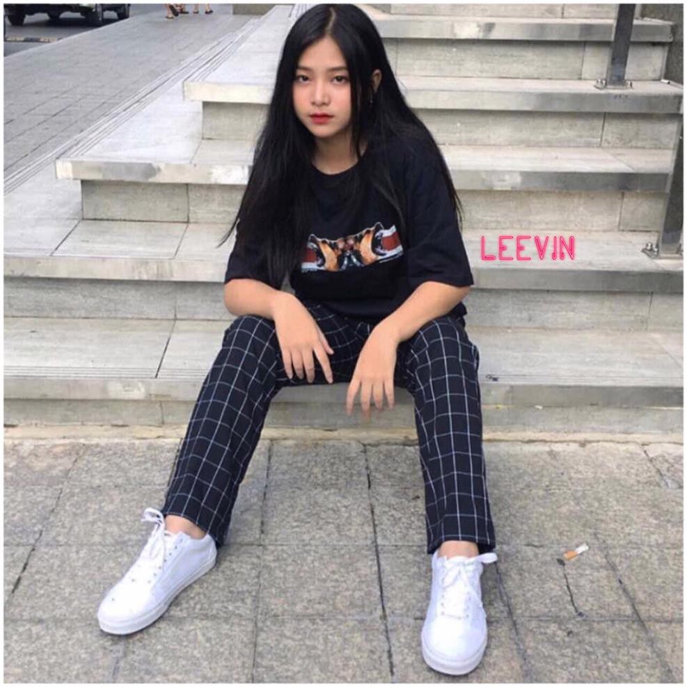 Quần Baggy Nam Nữ Kẻ Caro PLAID Ống Suông Unisex - Kiểu quần baggy nữ vải Plaid kẻ caro dáng suông rộng Leevin Store  ྇