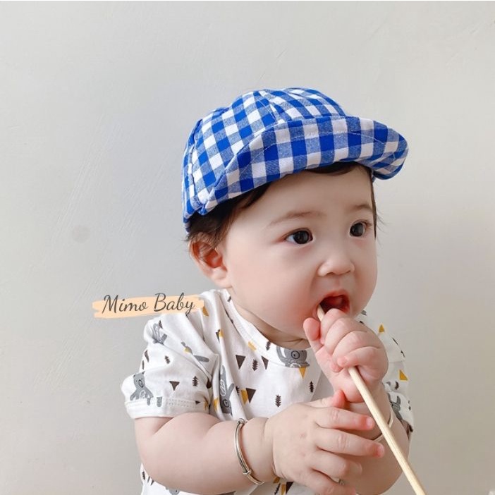 Mũ lưỡi trai mềm họa tiết kẻ caro xinh xắn cho bé MH126 Mimo Baby