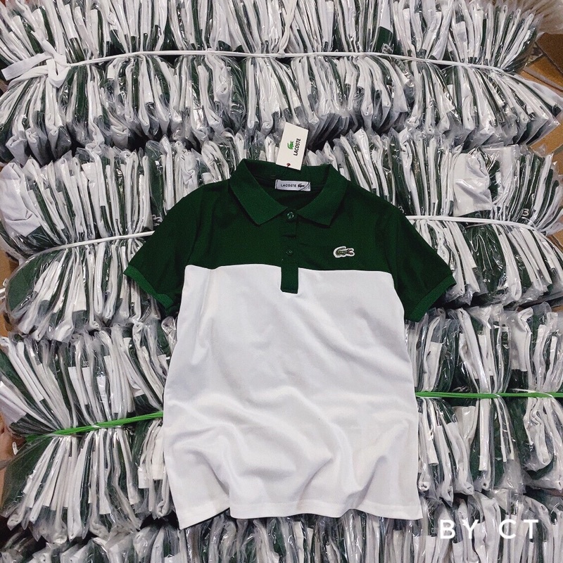 Áo Polo Cá sấu phối màu xanh trắng nam nữ cổ bẻ vải Cotton xuất xịn,chuẩn form,sang trọng-lịch lãm