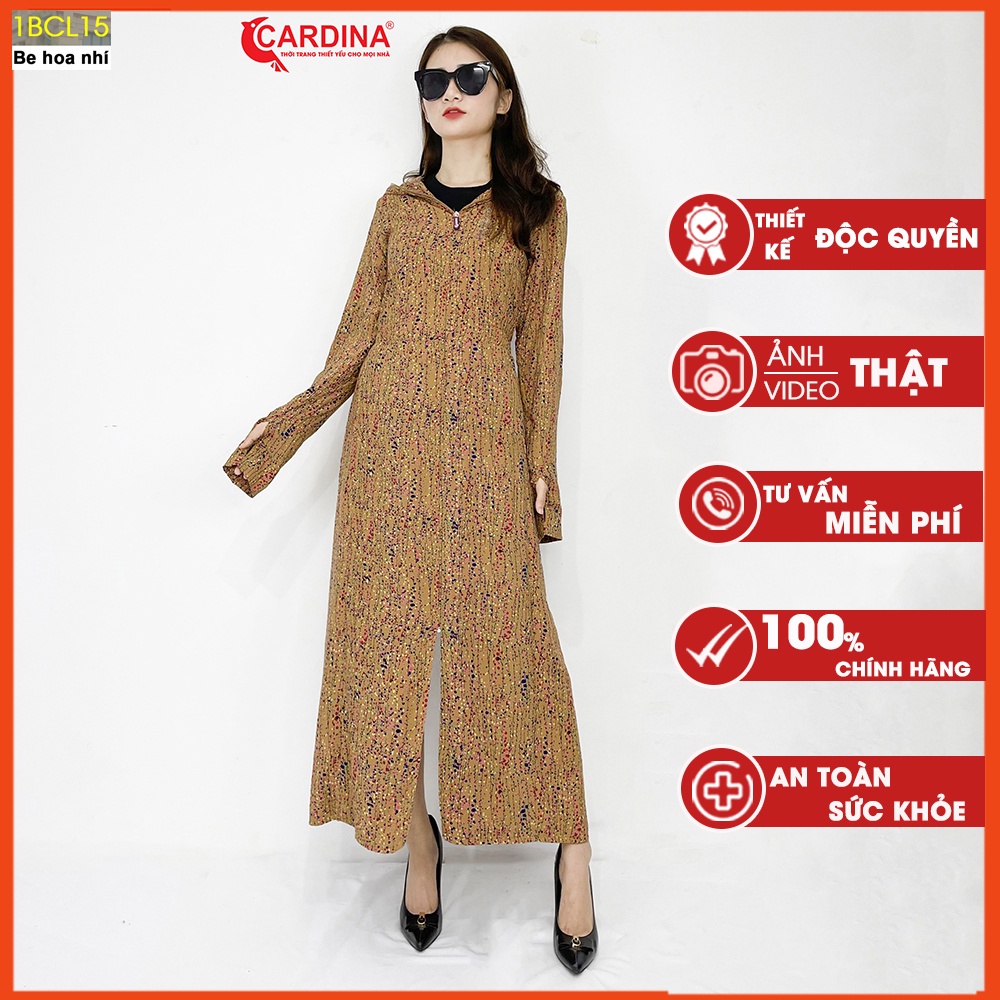 ✌Áo chống nắng nữ 2 lớp CARDINA chất lanh nhung dáng dài liền thân cao cấp mềm mại tia UV 1BCL. | BigBuy360 - bigbuy360.vn