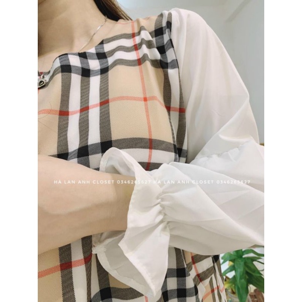 Áo bầu thu kẻ bebery dài tay