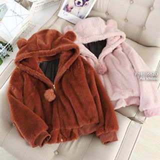 Áo khoác lông mũ tai gấu!