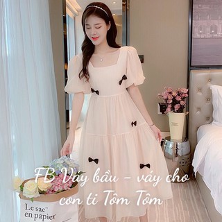 Váy bầu tiểu thư có khoá cho con bú sau sinh sẵn M L