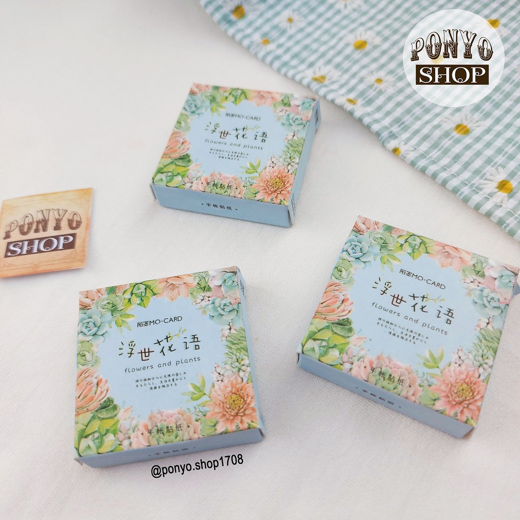 Hộp 46 sticker nhãn dán Flower trang trí Scrapbook