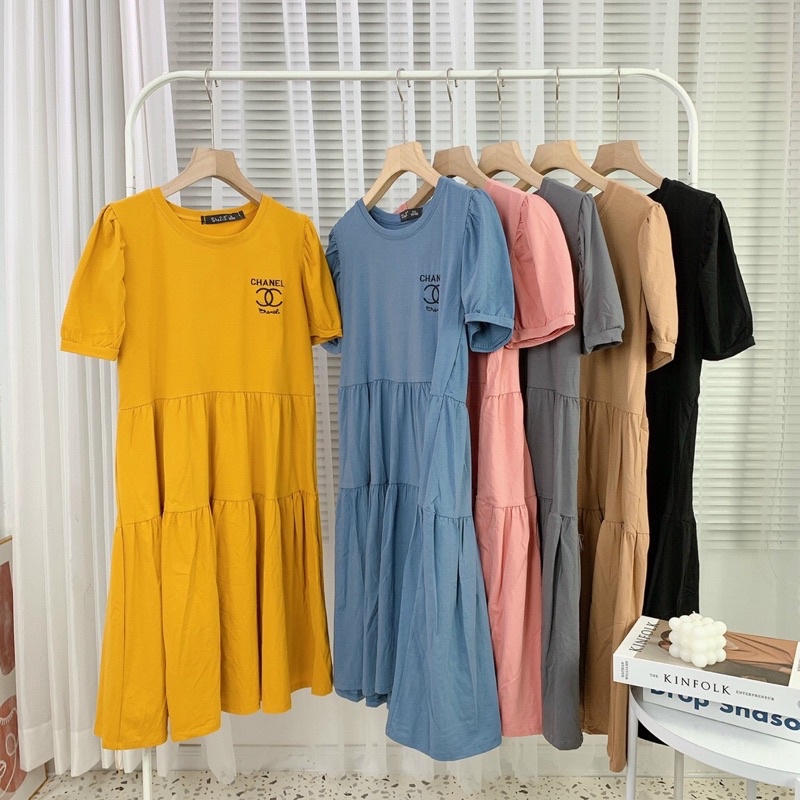 VÁY BABYDOLL BẦU THÊU HOA -  thêu nốt nhạc