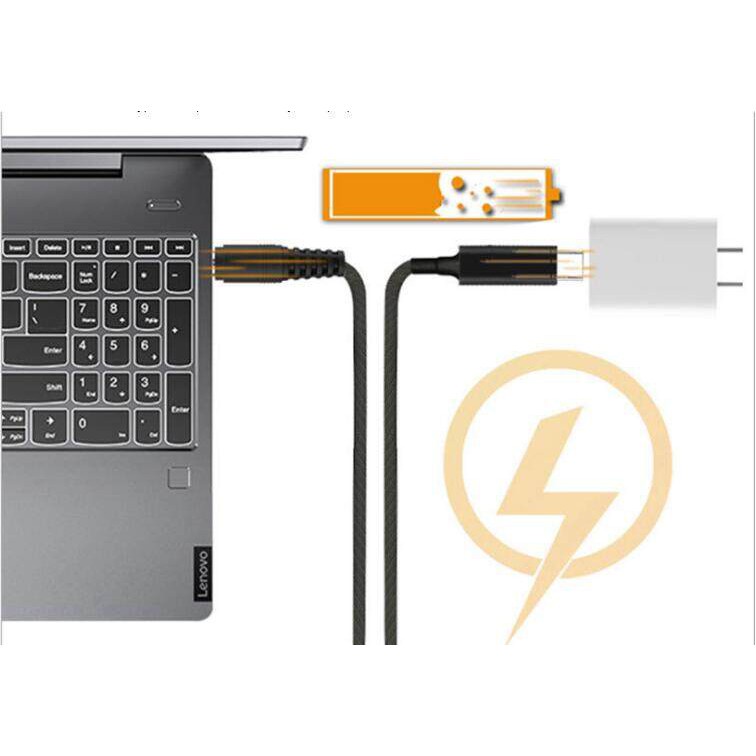 Dây cáp sạc PD 100W Type C - DC bọc dù cho laptop