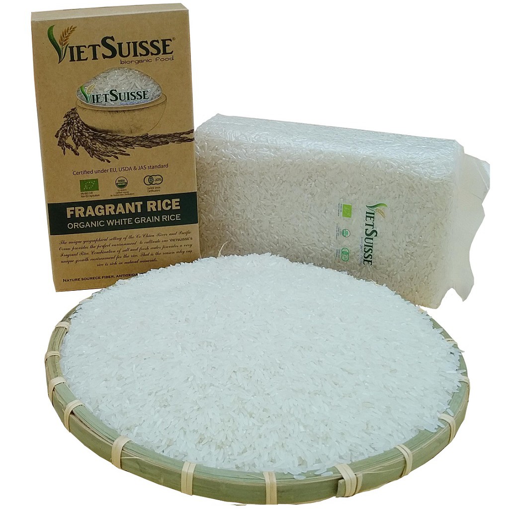 Gạo lứt/gạo trắng xát dối hữu cơ Vietsuisse 1kg